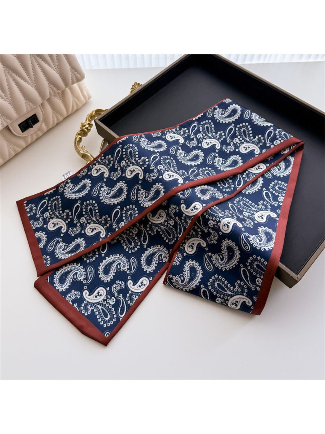 Scarvii - Paisley Border Skinny Scarf