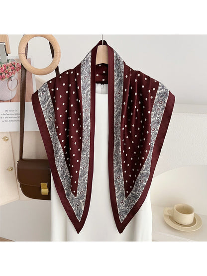 Scarvii Burgundy Polka Dot Triangle Scarf