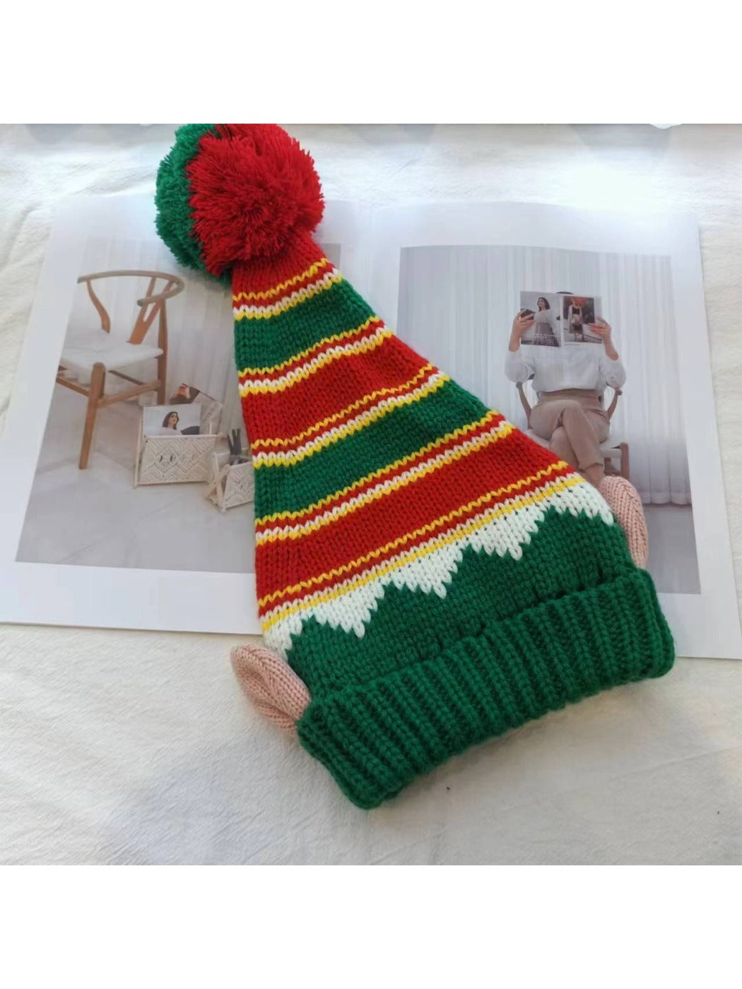 Haila - Christmas Knitted Beanie with Elf Ears