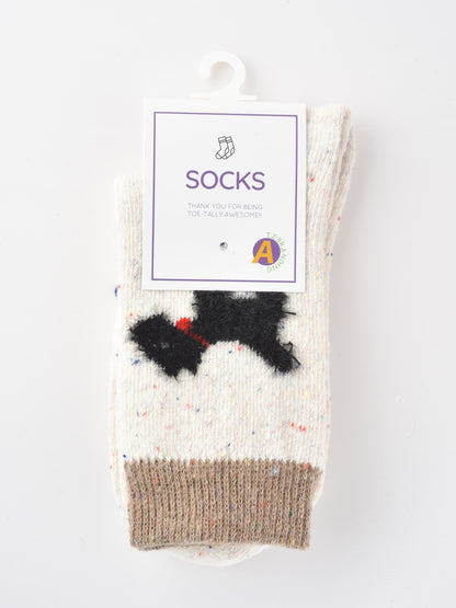 Rufia - Gray and White Dog Pattern Thick Warm Socks