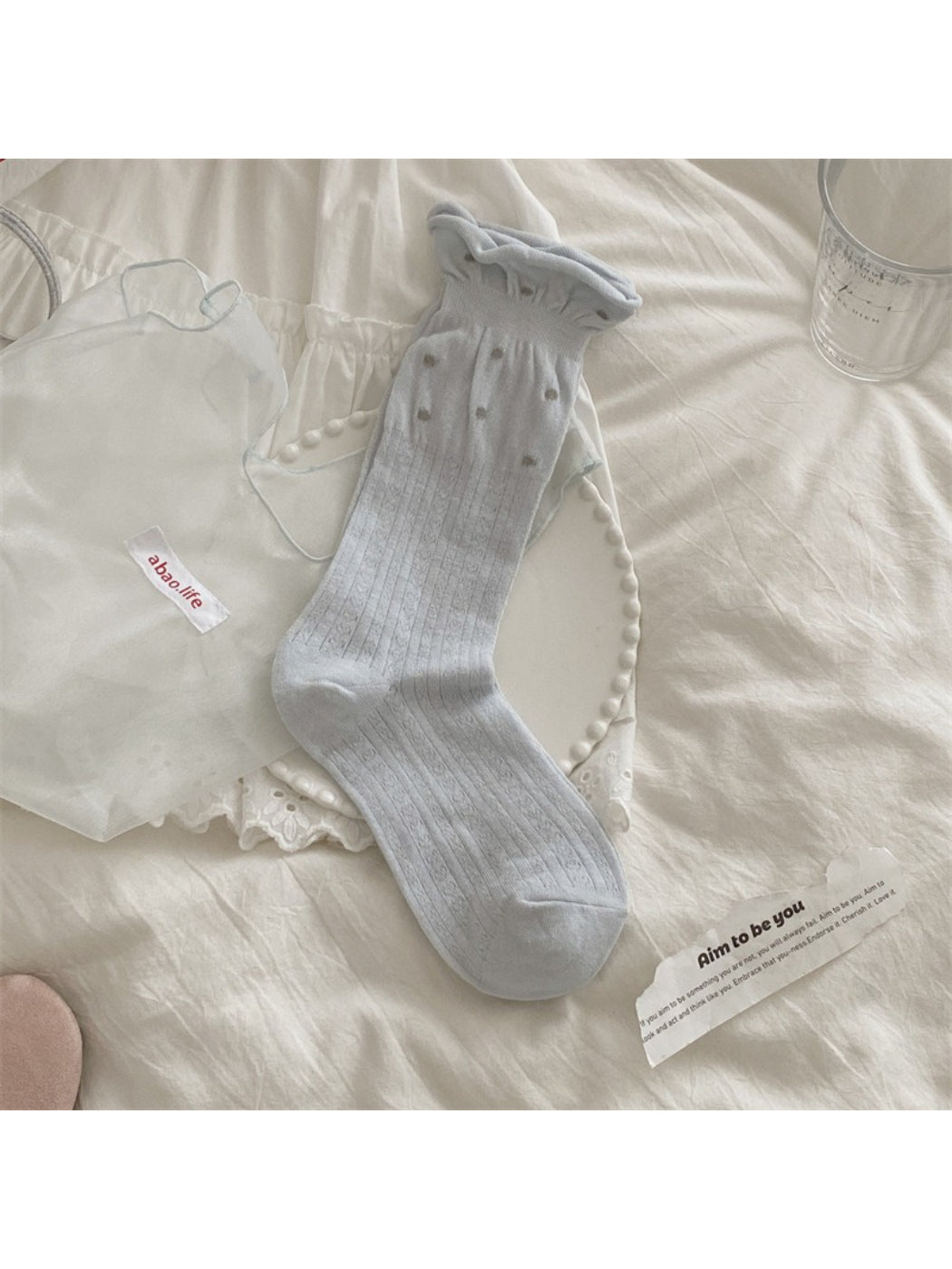 Rufia - Dotted Rib Knit Crew Socks