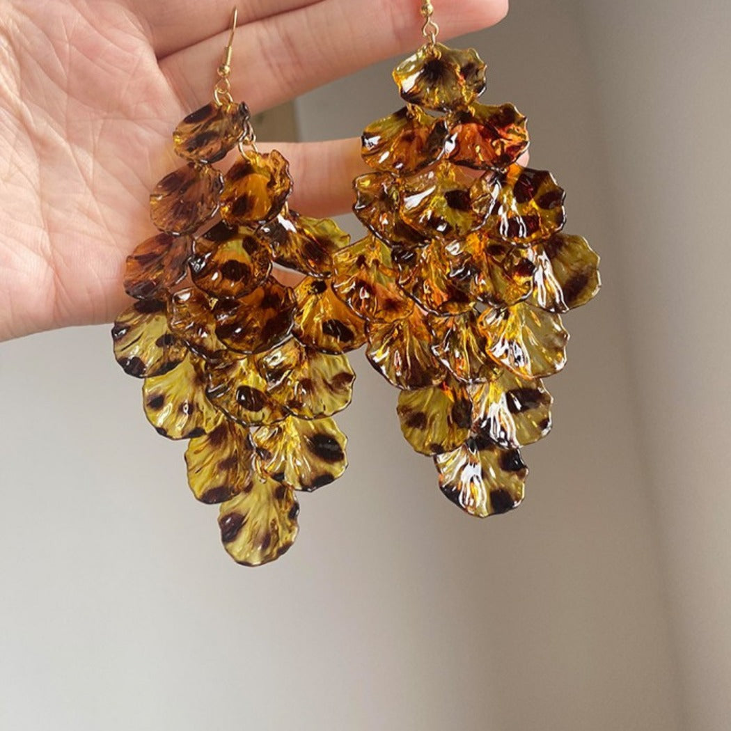 Earwish - Brown Leopard Print Fringe Earrings - Bold & Chic