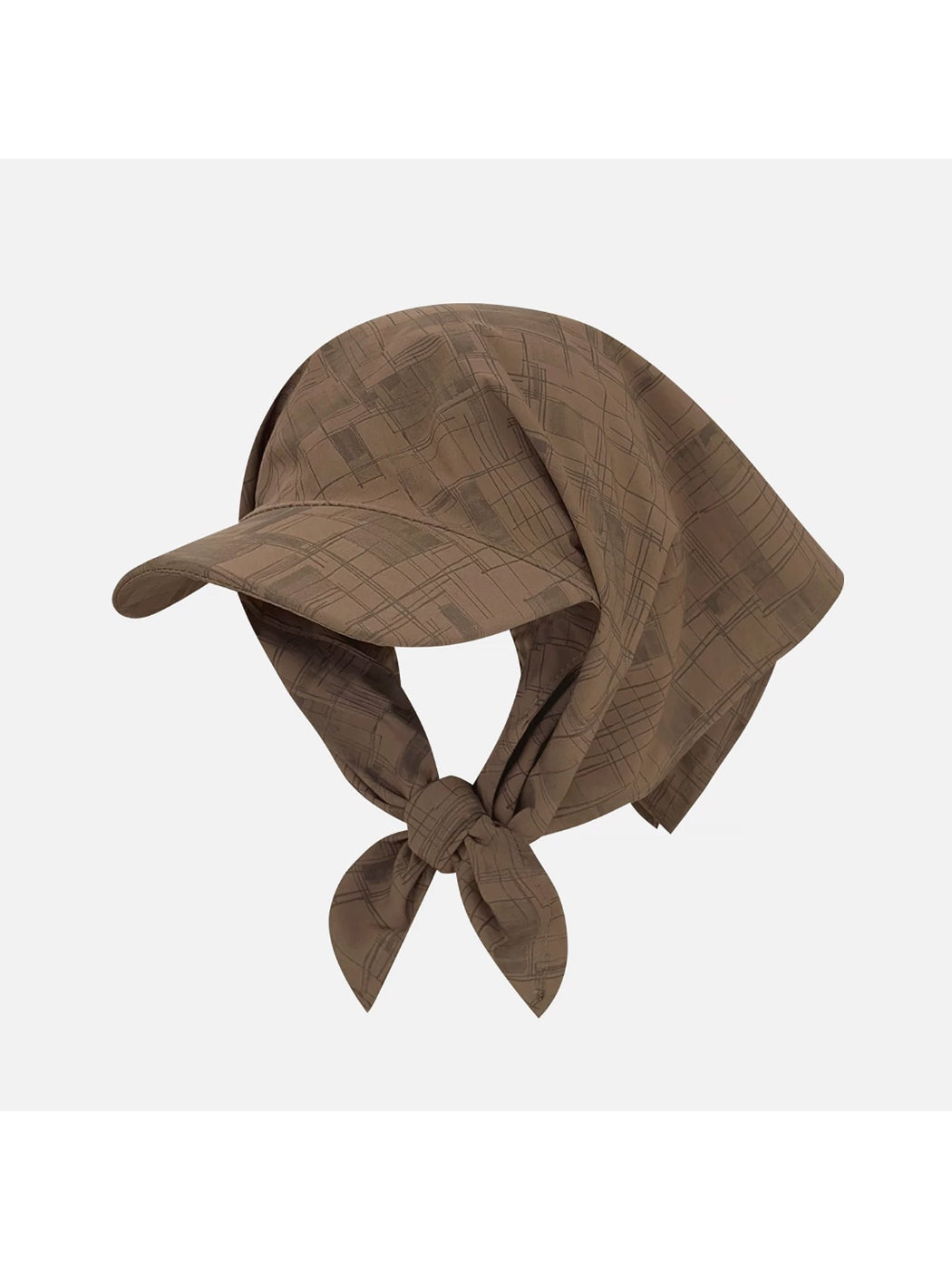 Side angle of Haila plaid vintage visor cap showing curved brim