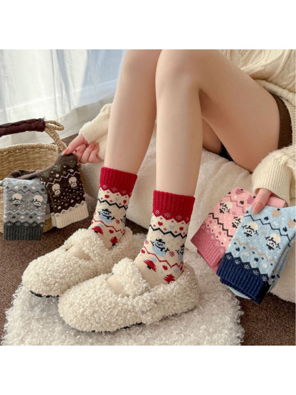 Rufia - Winter Snowman Pattern Crew Socks