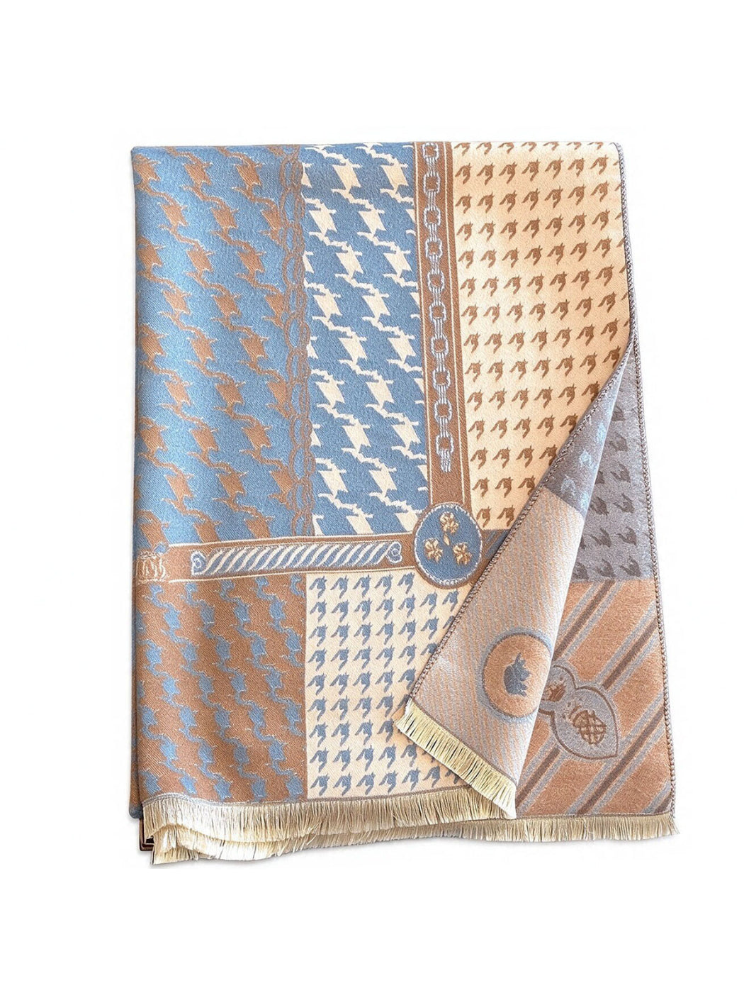 Scarvii - Houndstooth Patchwork Fringe Scarf