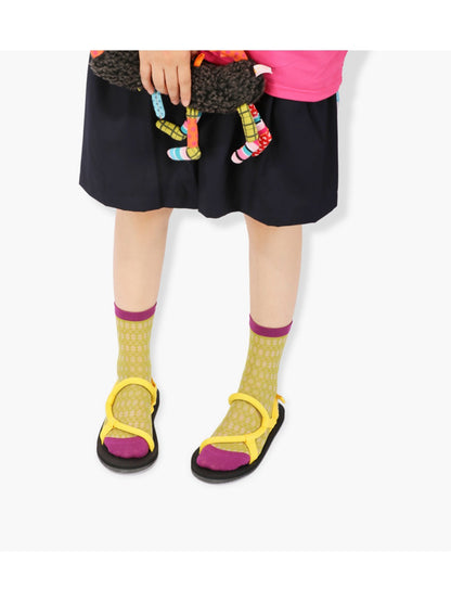 Rufia - Sheer Shell Mesh Colorblock Ankle Socks