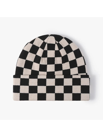 Haila - Checkerboard Cuffed Knit Beanie