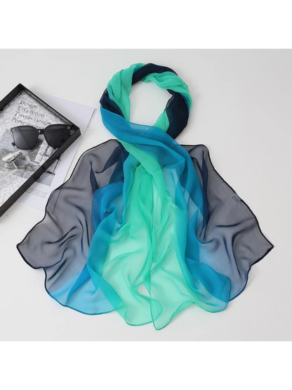 Scarvii - Gradient Color Block Sheer Scarf