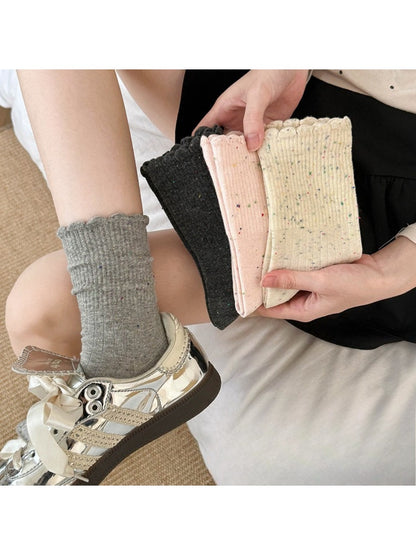 Rufia - Cute Ruffled Winter Socks with Colorful Starry Speckles