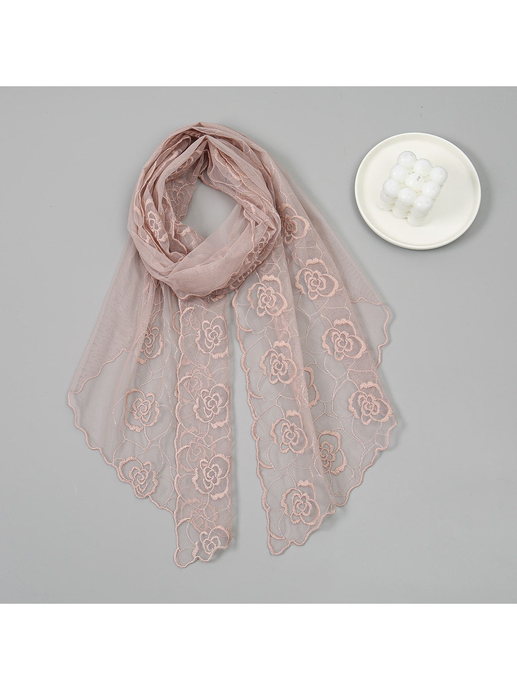 Scarvii - Elegant Lace Floral Embroidered Scarf