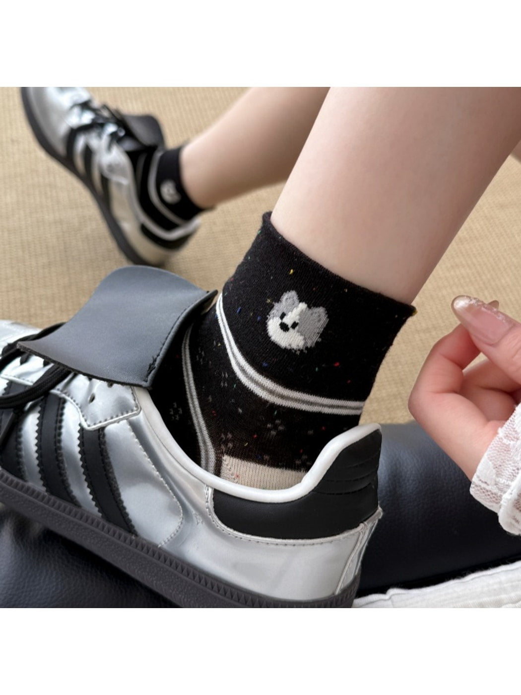 Rufia - Playful Dog Pattern Women's Ankle Socks