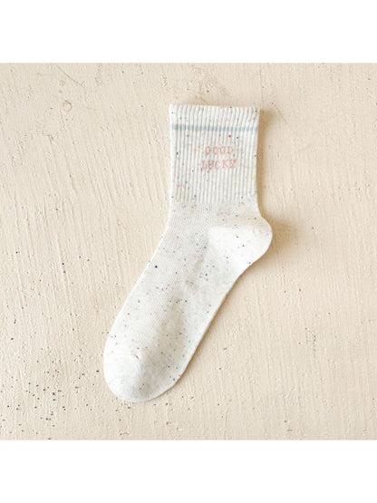 Rufia - Simple Cartoon Pattern Heathered Crew Socks