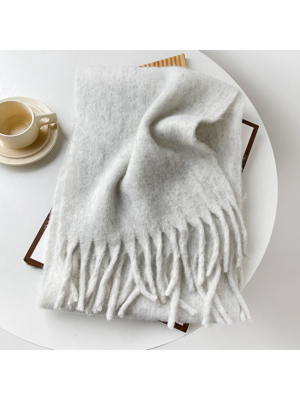 Scarvii - Brushed Solid Color Fringe Scarf