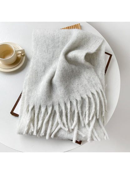 Scarvii - Brushed Solid Color Fringe Scarf