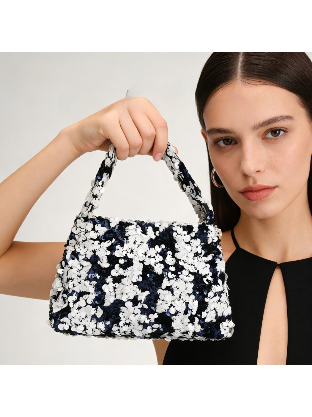 Cosbai Sparkle Sequin Party Bag front view with multicolor sequins