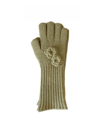Gloving - Thickened Full-Cover Knitted Gloves with Flower