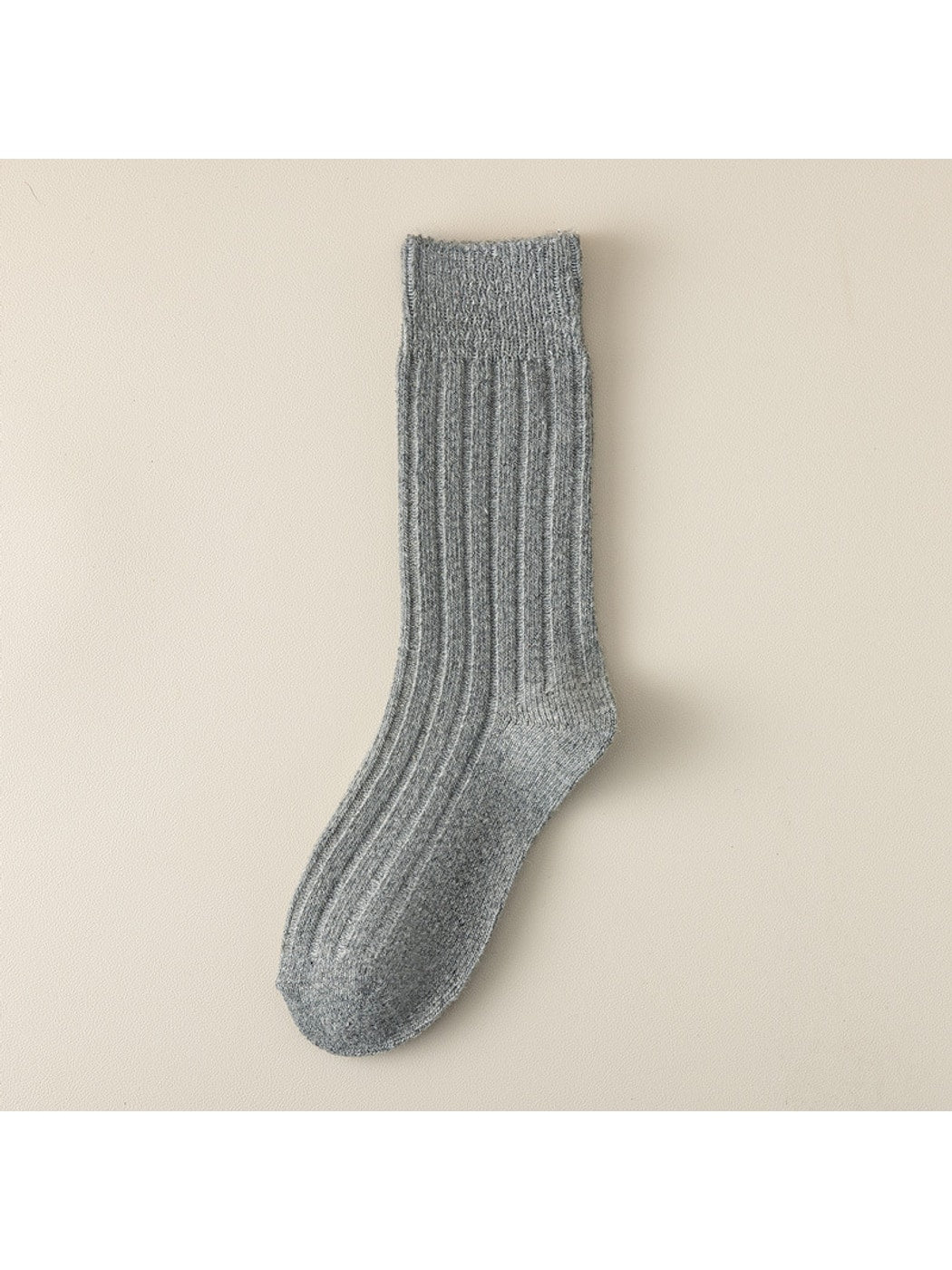 Rufia - Solid Color Ribbed Casual Crew Socks