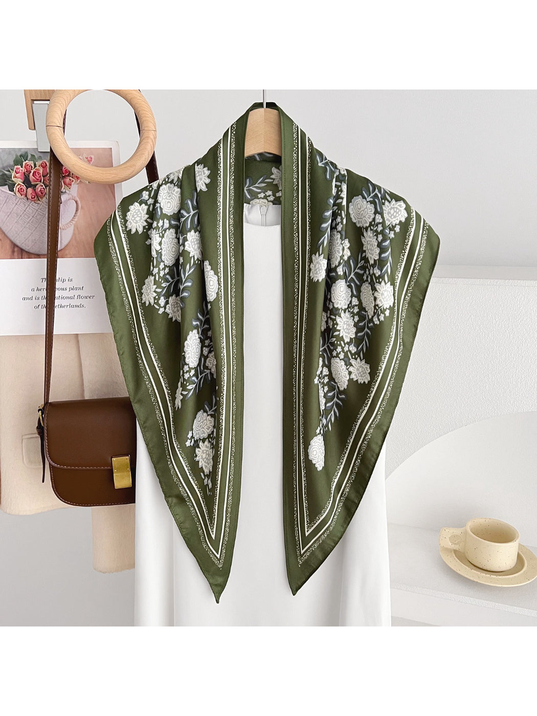 Scarvii Botanical Print Triangle Scarf