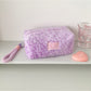 Cosbai - Plush Leopard Print Cosmetic Storage Bag