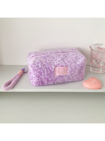 Cosbai Plush Leopard Print Cosmetic Storage Bag product photo 9