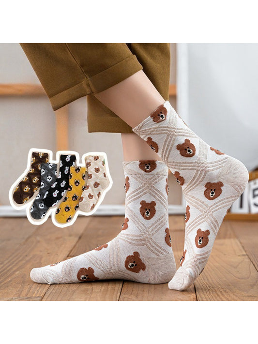 Rufia - Cozy Bear Pattern Crew Socks