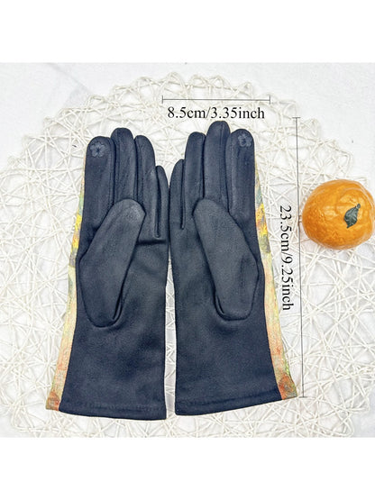Gloving - Winter Touchscreen Gloves with Oil Painting Print
