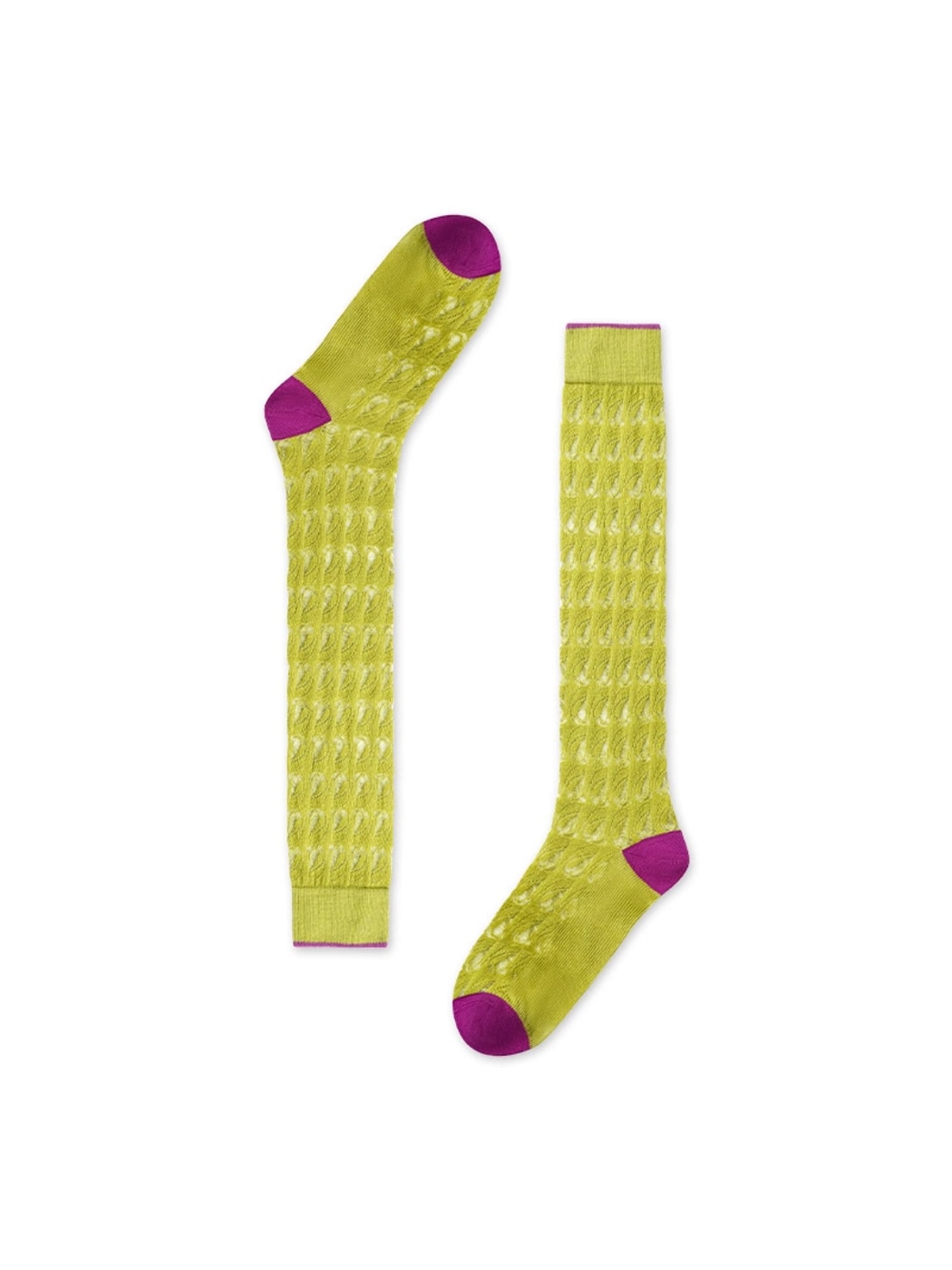Rufia - Openwork Colorblock Knee-high Socks