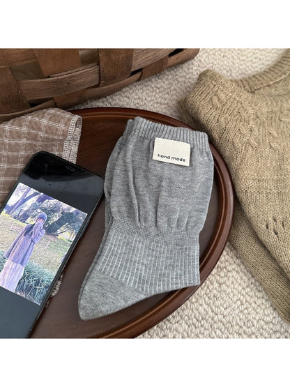Rufia - Solid Ribbed Crew Socks