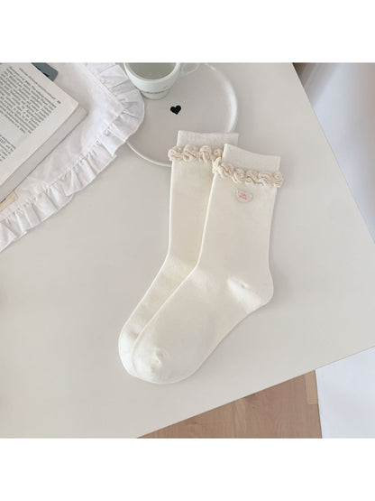Rufia - Muted Soft Ruffle Cuff Crew Socks