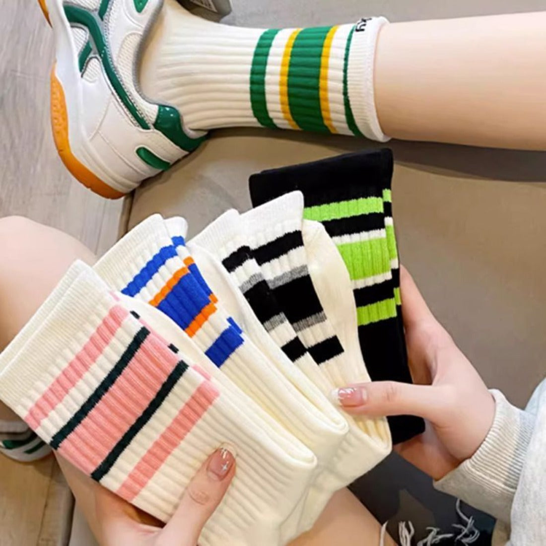 Rufia - Striped Mid-Calf Socks