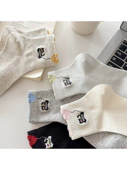 Rufia - Cute Cartoon Heart Pattern Ankle Socks