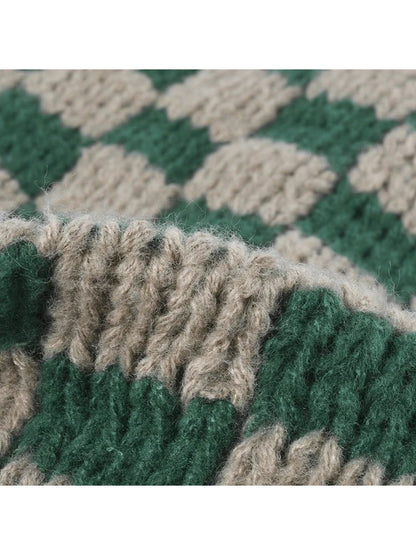 Haila - Checkerboard Knit Cuffed Beanie