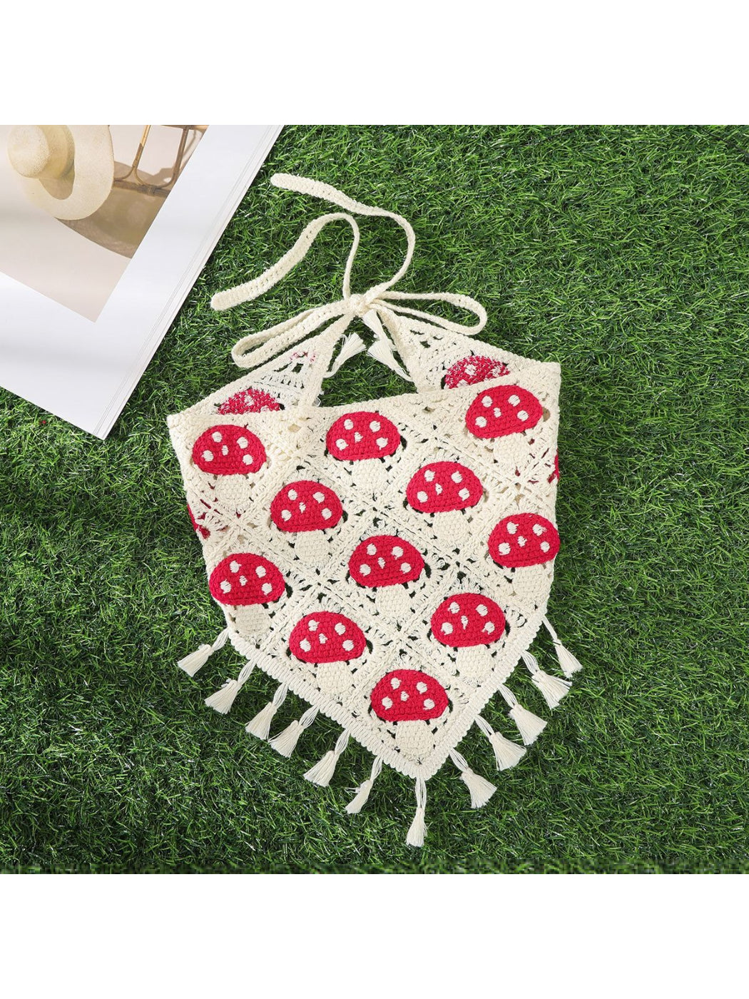 Scarvii - Tassel Trim Mushroom Knit Hairband