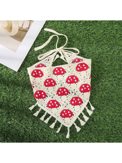 Scarvii - Tassel Trim Mushroom Knit Hairband
