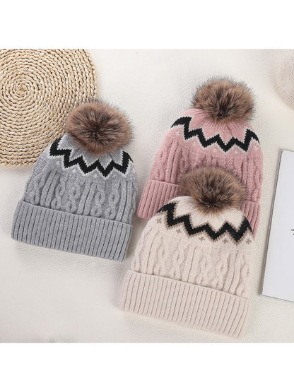 Haila - Winter Thick Knitted Beanie with Pom