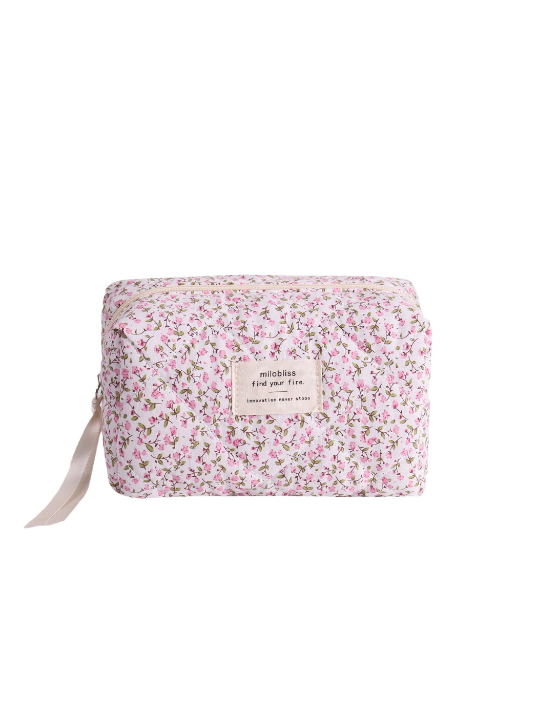 Cosbai - Quilted Floral Cosmetic Bag detail view 3