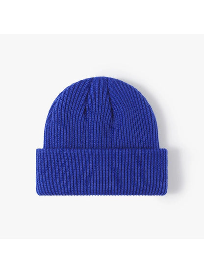 Haila - Solid Ribbed Cuffed Acrylic Knit Beanie