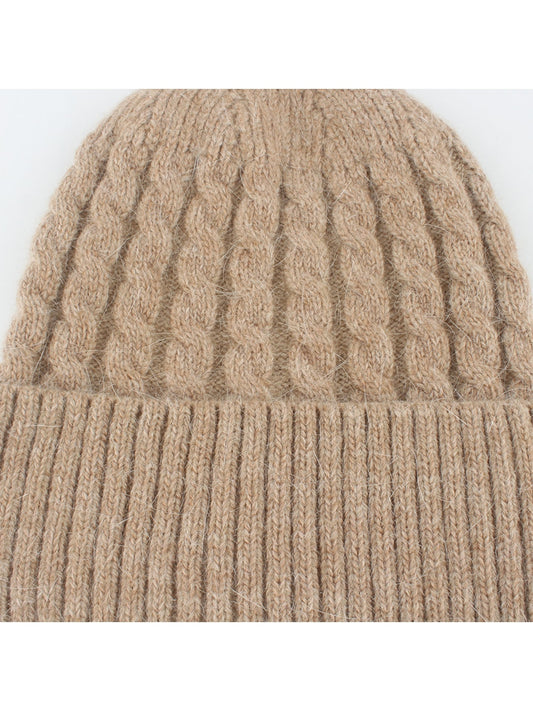 Haila - Ribbed Cuff Pom Accent Winter Knit Beanie