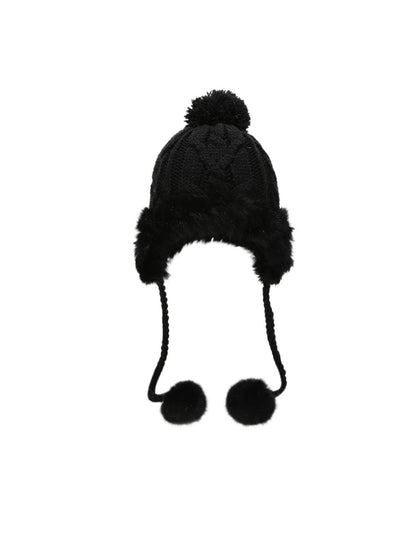 Haila – Winter Knit Beanie with Pom & Earflap
