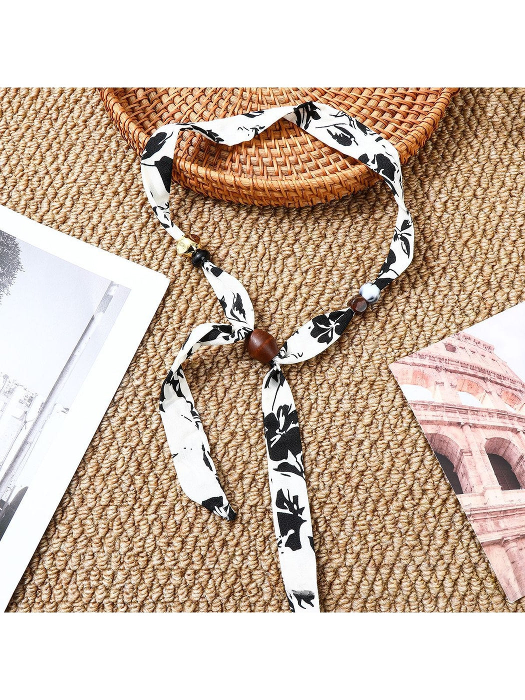 Scarvii - Retro Paisley Beaded Narrow Scarf
