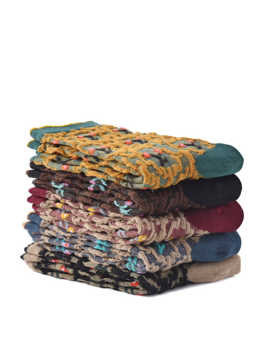 Rufia - Vintage Embroidered Mid-Calf Socks - Soft & Chic