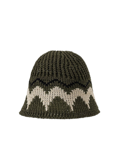 Haila knit bucket hat displayed on a mannequin head, angled side view