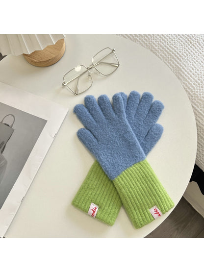 Gloving - Color Block Plush Finish Women's Winter Gloves