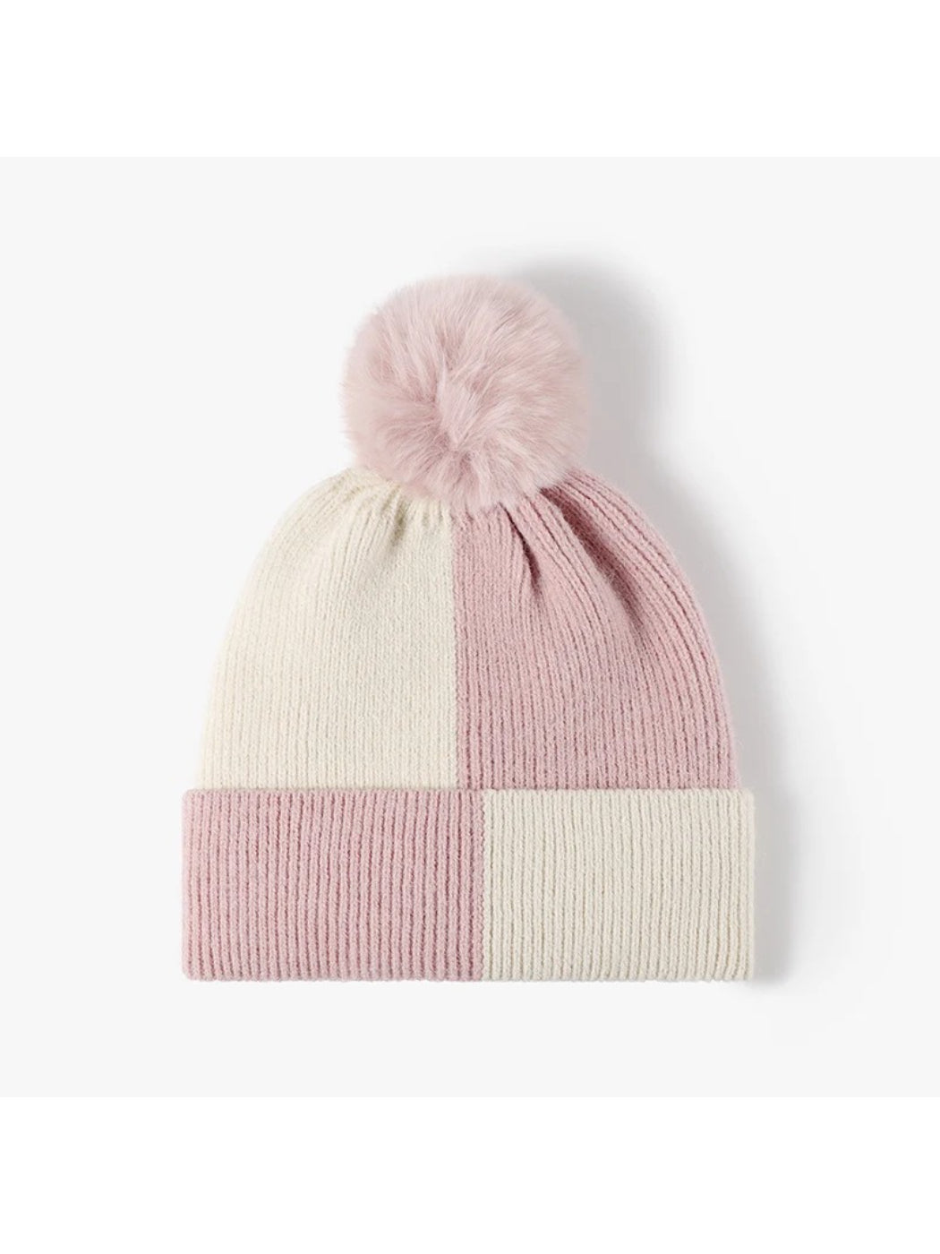 Haila - Colorblock Fleece-Lined Pom-Pom Beanie