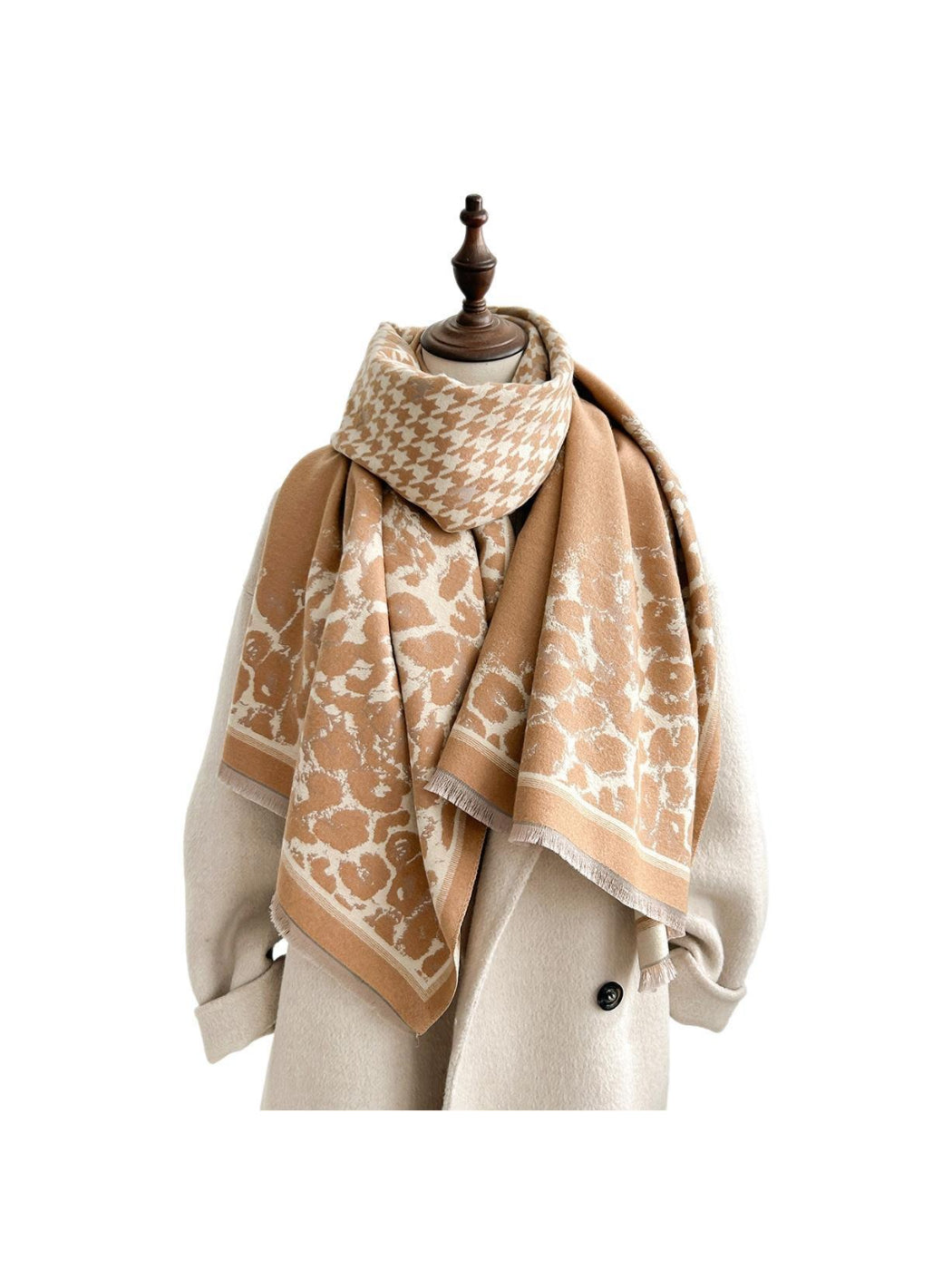 Scarvii - Dual-Tone Leopard Border Scarf