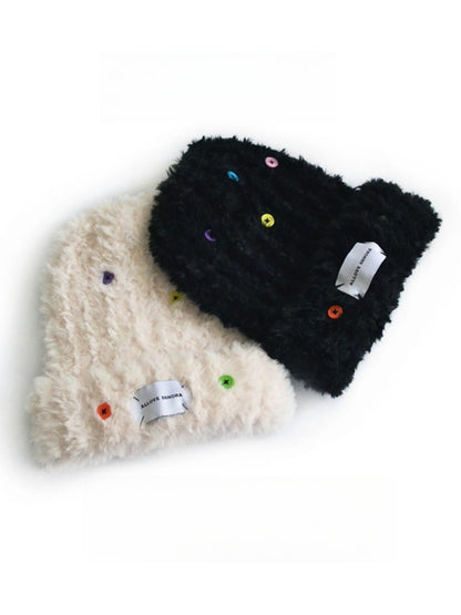Haila - Colorful Button Knitted Earflap Beanie