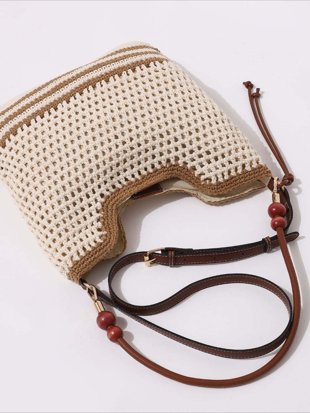 Cosbai - Beige Minimalist Woven Shoulder & Crossbody Bag
