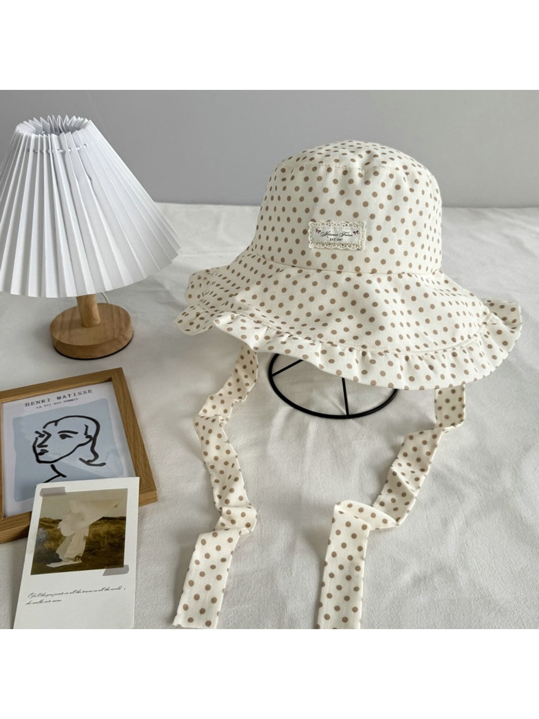 Haila - Ruffle Brim Polka Dot Casual Bucket Hat