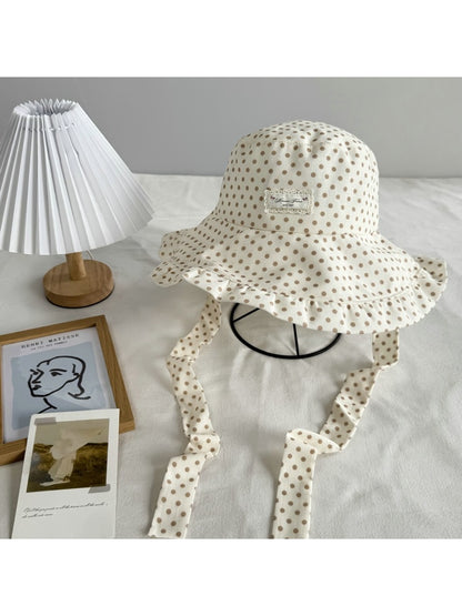 Haila - Ruffle Brim Polka Dot Casual Bucket Hat