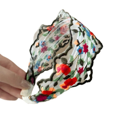 Haila - Classic Vintage Floral Headband – Black & Beige